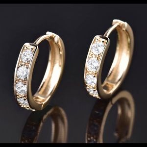 Gold Filled Clear Crystal Round Hoop Earrings